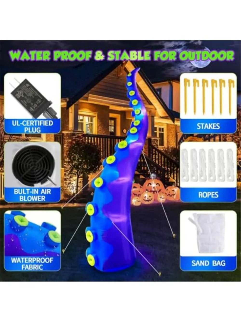 1PCS 14FT Giant Halloween Inflatables Octopus Tentacles, Huge Halloween